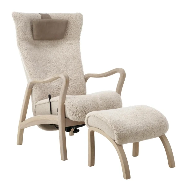 Broderna Anderssons ARCUS nojatuoli + rahi valkopigmentoitu tammilampaanvilla moonlight kuva