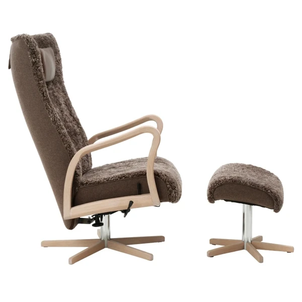 Broderna Anderssons ARCUS pyoriva nojatuoli + rahi valkopigmentoitu tammilampaanvilla sahara 3 kuva