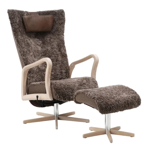 Broderna Anderssons ARCUS pyoriva nojatuoli + rahi valkopigmentoitu tammilampaanvilla sahara kuva