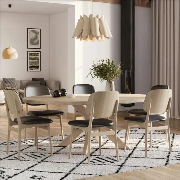 Caso furniture GRO ruokapoyta O140cm jatkettava valkotammi 3 kuva