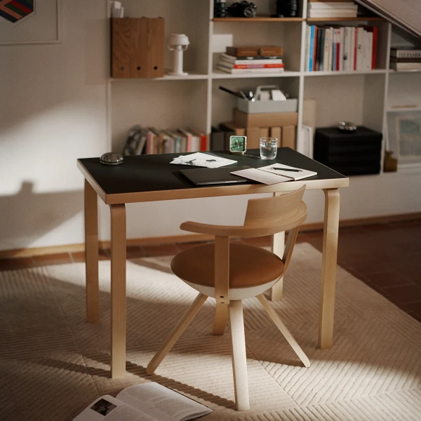8856337 Aalto table rectangular 80B black linoleum Rival Chair analogue master kuva