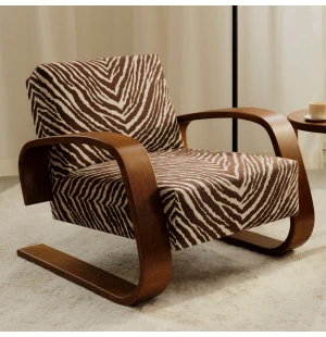 Artek 400 "TANKKI" nojatuoli, pähkinä/Zebra ruskea kuva