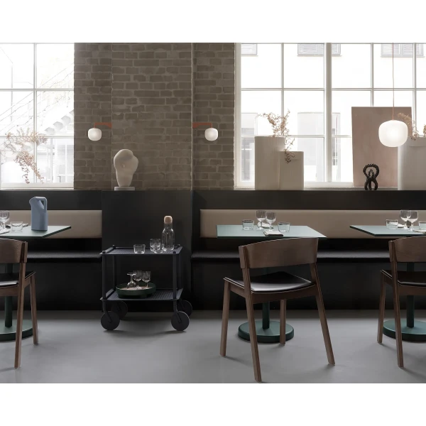 cover side chair stained dark brown refine leather black linear steel cafe table dark green flow trolley rime wall pendant muuto kuva