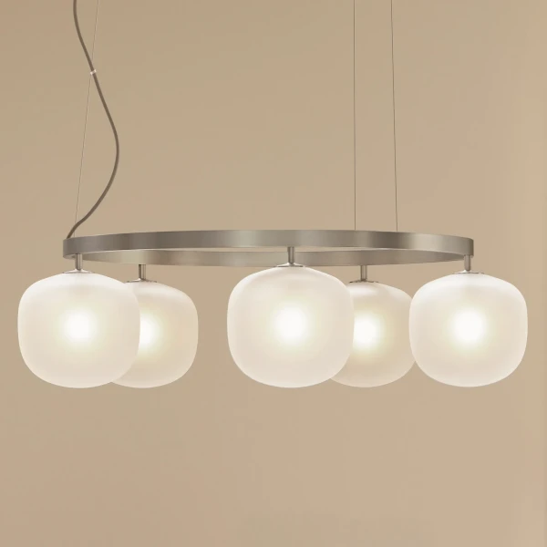 Muuto Rime chandelier 5 aluminum grey kuva