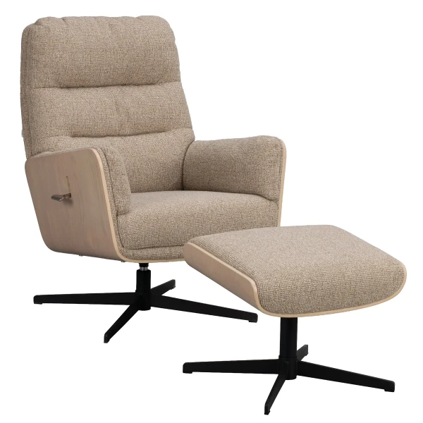 270050 b sb a Broderick swiveltilt loungechair w footstool mediumbeige whitepigm oak kuva