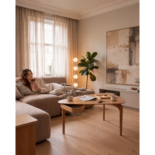 UMAGE Lifestyles Duende Coffee Table oak Audrey Floor Brass1 kuva