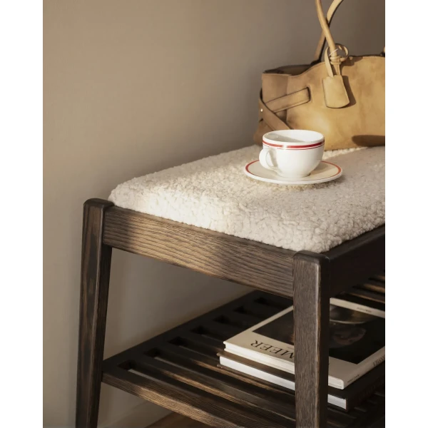 149024 b mb Garrick bench beige faux sheepskin fabric brown 02 kuva