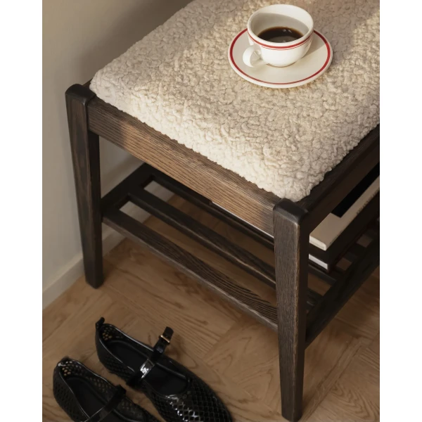 149024 b mb Garrick bench beige faux sheepskin fabric brown 03 kuva