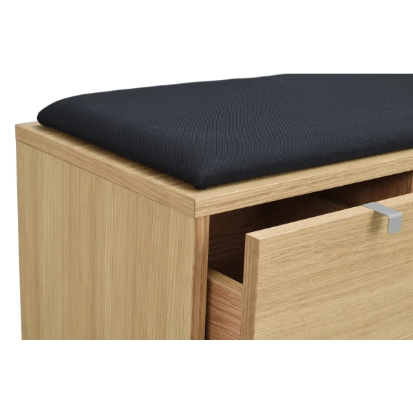 103761 det3 Confetti bench w 3drawers oak black fabric B kuva