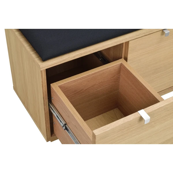 103761 det5 Confetti bench w 3drawers oak black fabric B kuva