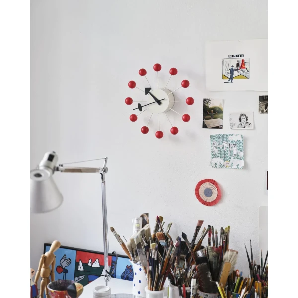 9128069 Ball Clock Red Vertical image