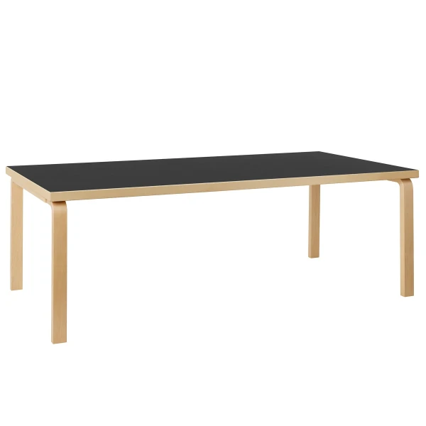 9221023 Aalto Table rectangular 86 legs and edge band birch top black Linoleum cut out master kuva