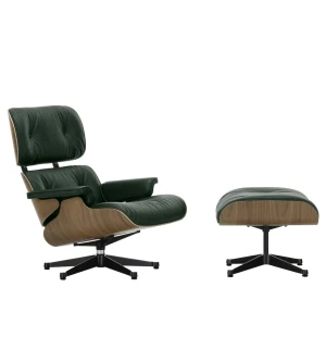 Vitra EAMES LOUNGE CHAIR nojatuoli ja rahi, Walnut - Leather Jade 59 kuva