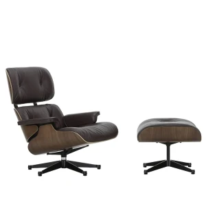 Vitra EAMES LOUNGE CHAIR fåtölj med fotpall, Dark Walnut - Leather Chocolate 68 image