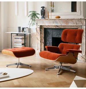Vitra EAMES LOUNGE CHAIR fåtölj med fotpall, European Cherry - Calma 07 Brandy image