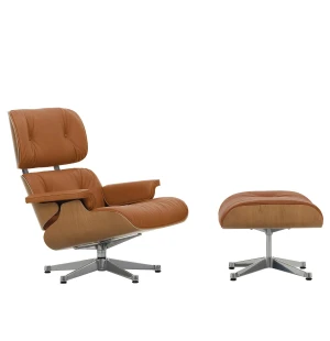Vitra EAMES LOUNGE CHAIR fåtölj med fotpall, Cherry - Leather Cognac 97 image