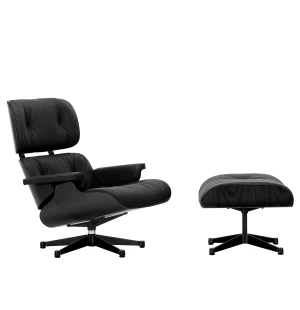 Vitra EAMES LOUNGE CHAIR fåtölj med fotpall, Chestnut Black - Leather Nero 66 image