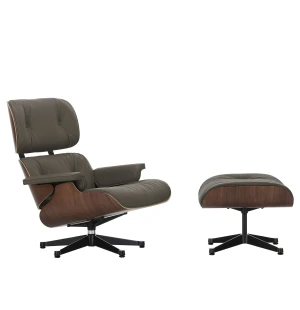 Vitra EAMES LOUNGE CHAIR fåtölj med fotpall, Dark Walnut - Leather Umbra Grey 61 image