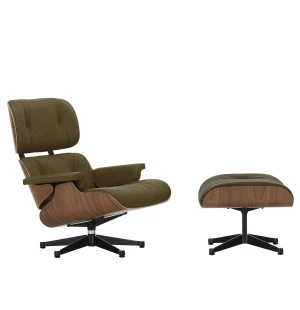 Vitra EAMES LOUNGE CHAIR fåtölj med fotpall, Walnut - Leather Khaki 58 image