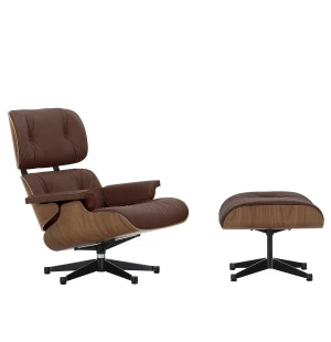 Vitra EAMES LOUNGE CHAIR fåtölj med fotpall, Walnut - Leather Marron 69 image