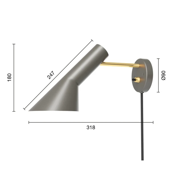 AJ Wall Grey Brass Wire EU Measurement kuva