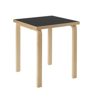 Artek PÖYTÄ 80C 60x60 cm, koivu/musta linoleumi kuva