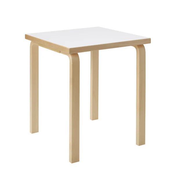 Aalto Table square 80C legs and endge band birch top white HPL cut out master kuva