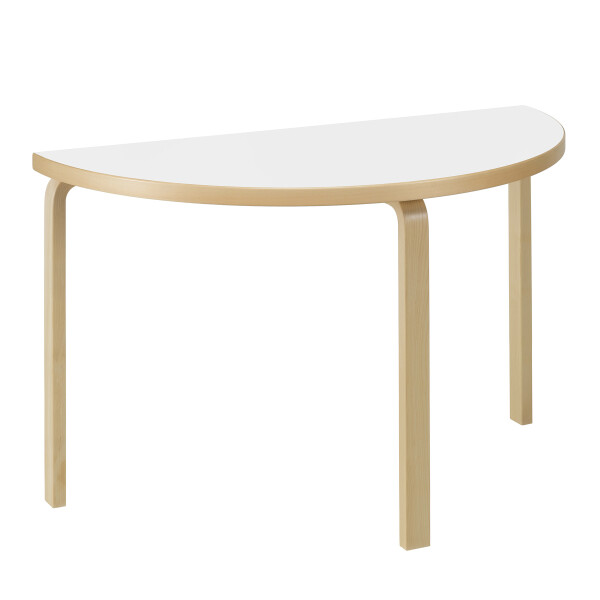 Artek Aalto Table half round 95 birch veneer top white HPL image