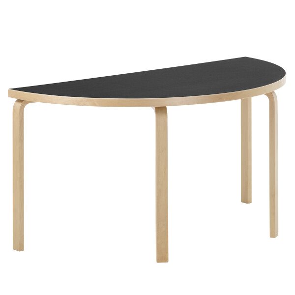 Artek Aalto Table half round 96 birch veneer black linoleum kuva