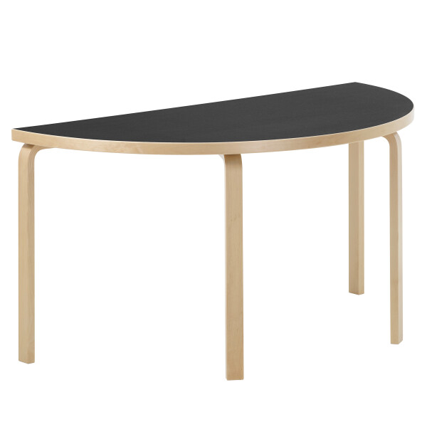 Artek Aalto Table half round 96 birch veneer black linoleum image