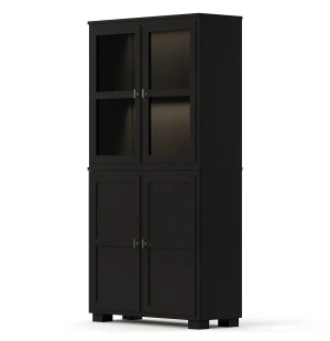 Englesson CAMDEN vitriinikaappi 2+2 lasi-/puuovea, valaistuksella, musta kuva