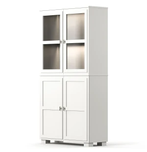 Englesson CAMDEN vitriinikaappi 2+2 lasi-/puuovea, valaistuksella, valkoinen kuva