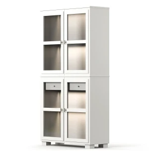 Englesson CAMDEN vitriinikaappi 2+2 lasiovea, valaistuksella, valkoinen kuva