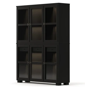 Englesson CAMDEN vitriinikaappi 3+3 lasiovea, valaistuksella, musta kuva