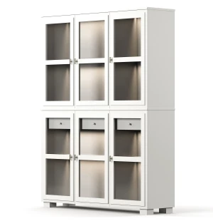 Englesson CAMDEN vitriinikaappi 3+3 lasiovea, valaistuksella, valkoinen kuva