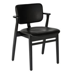 Artek DOMUS tuoli, täysverhoiltu, mustapetsattu/musta nahka kuva