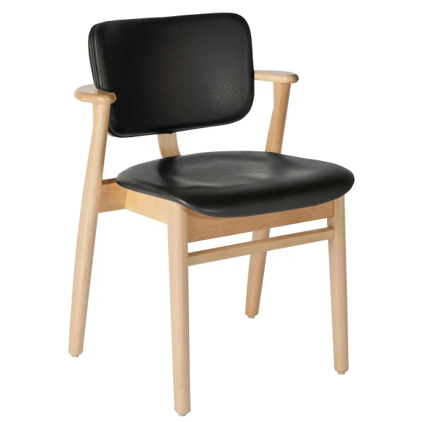 Domus Chair legs clear laquered birch seat back leather black master kuva