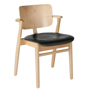 Artek DOMUS tuoli, verhoiltu istuin, koivu/musta nahka kuva