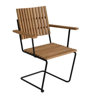 Grythyttan Stålmöbler BOVIK karmstol, obehandlad teak/svart image