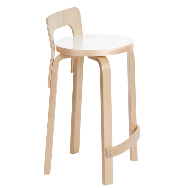 High Chair K65 legs birch seat white HPL kuva