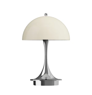 Louis Poulsen PANTHELLA 160 PORTABLE V3 ladattava pöytävalaisin, opaali beige/kromi kuva