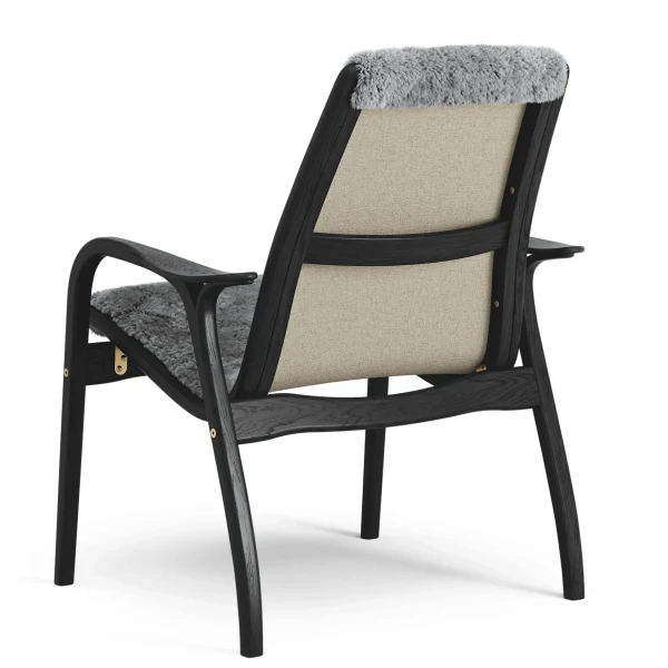 Laminett easy chair Black Oak Sheepskin Scandinavian grey Back image