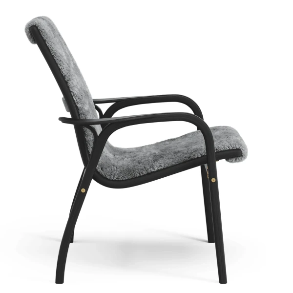 Laminett easy chair Black Oak Sheepskin Scandinavian grey Side image