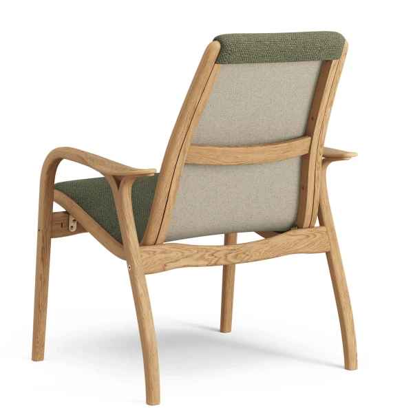 Laminett easy chair Oiled Oak Fabric Sahco Safire 0005 Moss green Back image