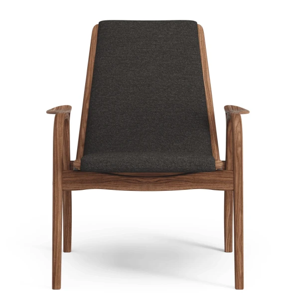 Laminett easy chair Walnut Natural Varnish Fabric Nevotex Barnum 13 Antracit Front image