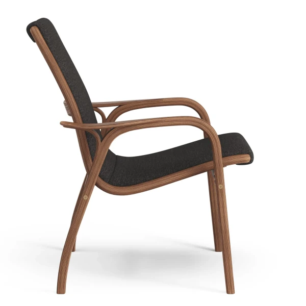 Laminett easy chair Walnut Natural Varnish Fabric Nevotex Barnum 13 Antracit Side image