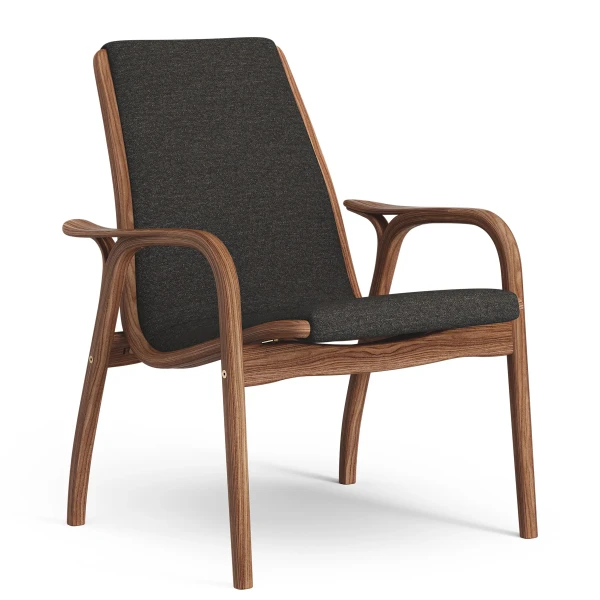 Laminett easy chair Walnut Natural Varnish Fabric Nevotex Barnum 13 Antracit image