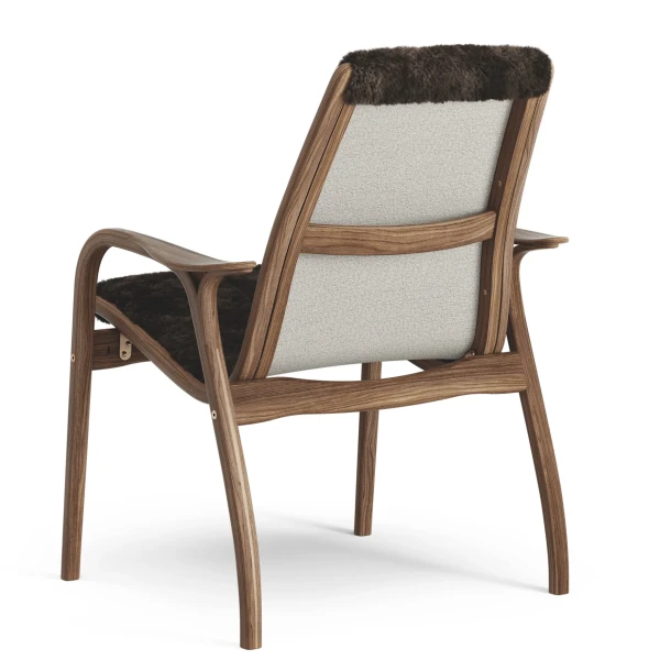 Laminett easy chair Walnut Natural Varnish Sheepskin Espresso Back image