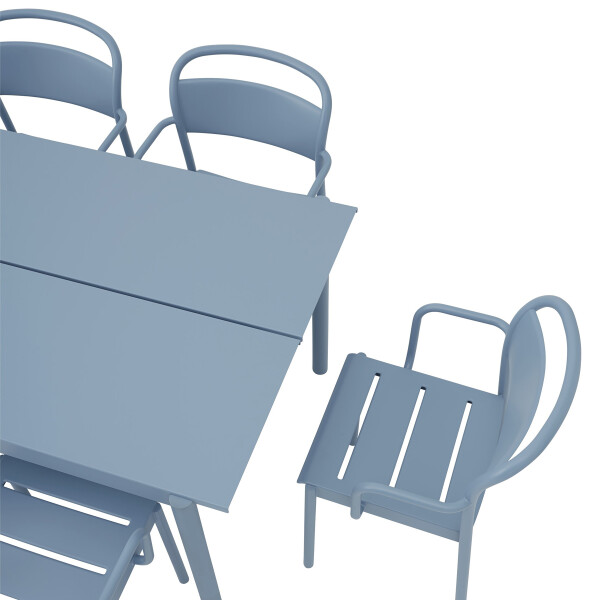 Muuto Linear steel 220 pale blue w armchairs detail image