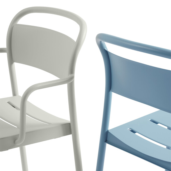 Muuto Linear steel armchair grey side chair pale blue detail kuva